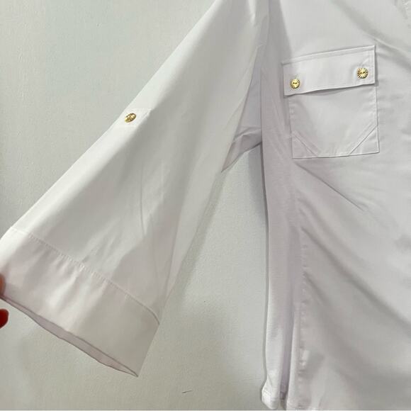 Zac & Rachel White Button-Up Shirt with Gold Accents - Picture 4 of 12